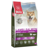 Blitz Holistic Adult Lamb&Salmon Сухой беззерновой корм для взрослых собак, Ягненок и лосось